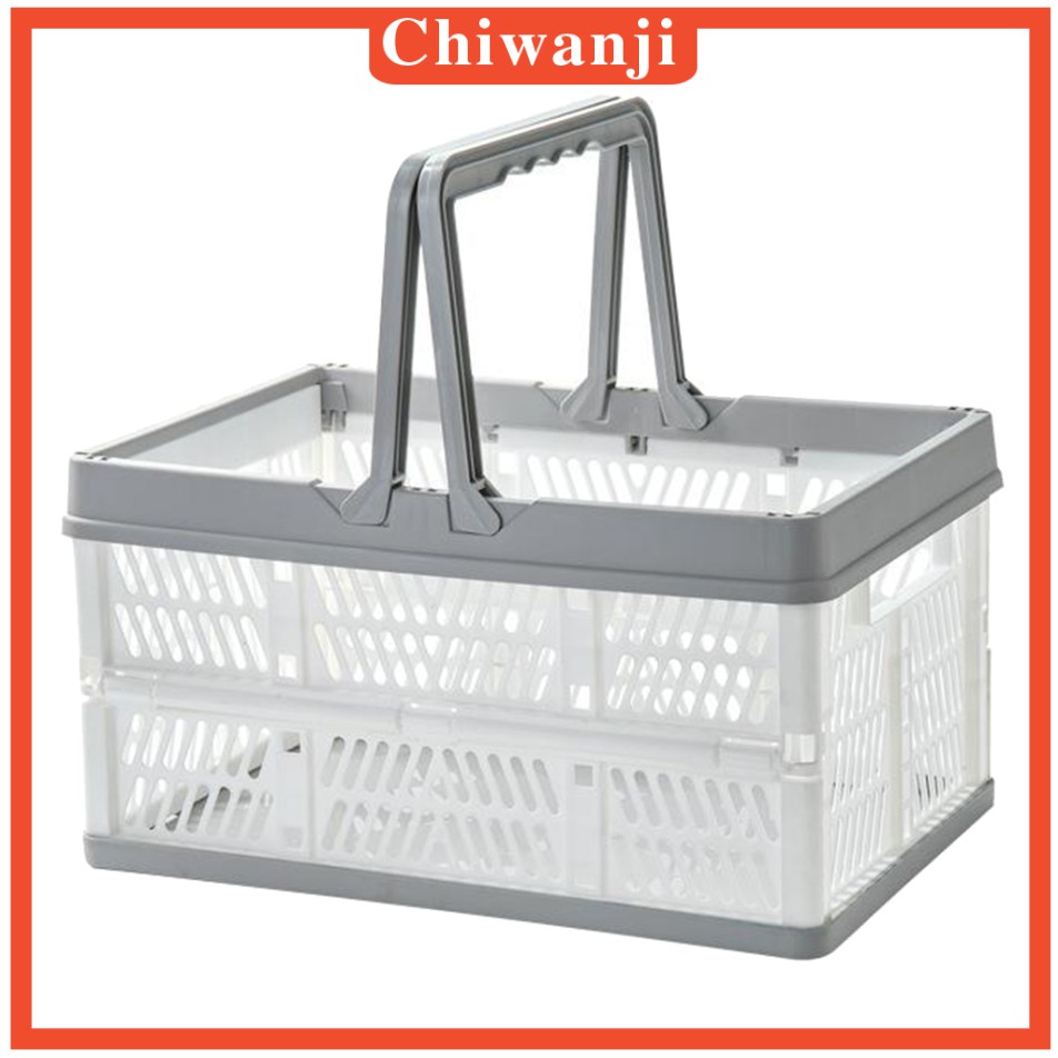 Giỏ đựng đồ tạp hóa bằng nhựa trên xe ô tô màu vàng và xanh da trời