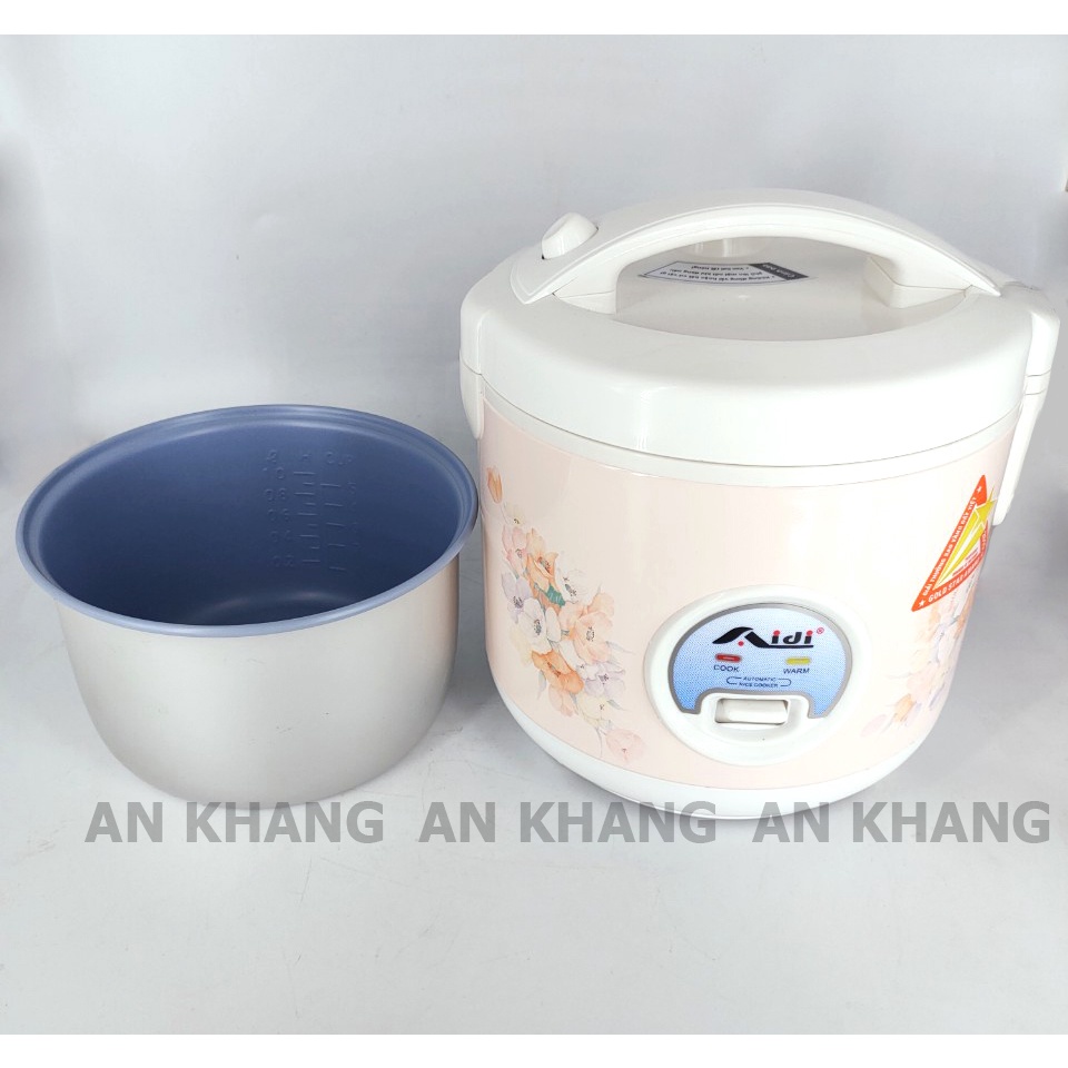 Nồi Cơm Điện Mini 1L 1 Lít Aidi 1-3 Người Ăn - Nắp Gài - Lòng Nồi Chống Dính - Hàng Chính Hãng (Bảo Hành 12 Tháng)