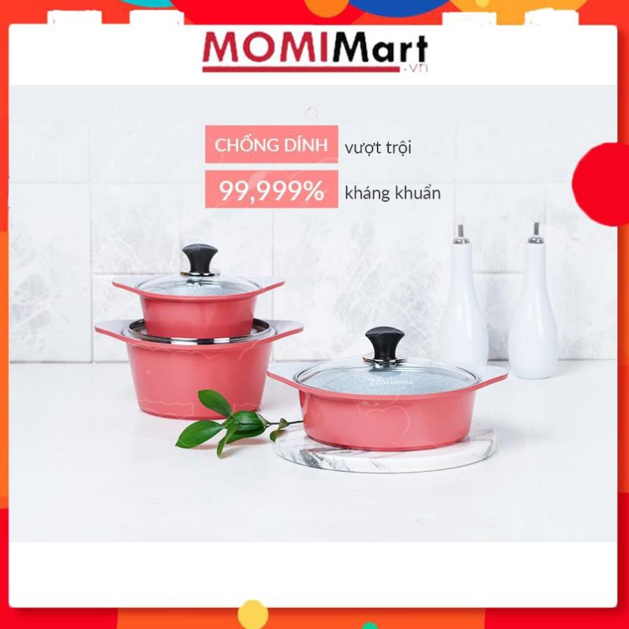 BỘ 4 NỒI ECORAMIC ĐÚC NGUYÊN KHỐI Hàn Quốc. Nồi 1 tay cầm 18cm, Nồi 2 tay cầm 20-22-24cm