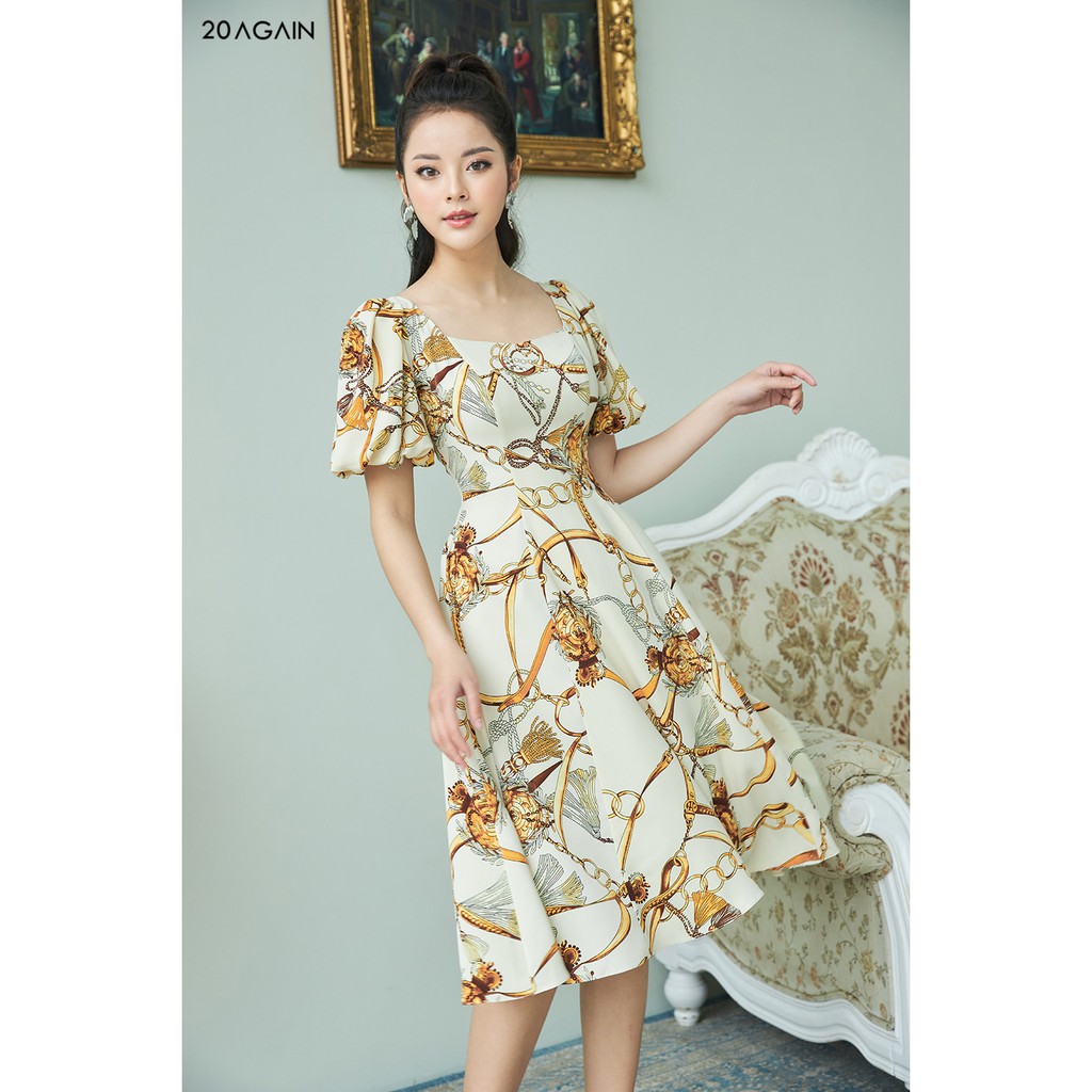 Đầm xòe cổ vuông tay xòe 20AGAIN DEA1319 | BigBuy360 - bigbuy360.vn