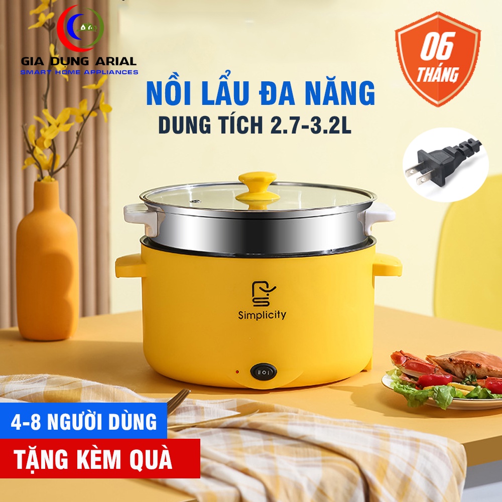 [ HÀNG MỚI ] Nồi Lẩu Điện Đa Năng Simplicity Dung Tích 2.7-3.2L Cao Cấp Chính Hãng Bảo Hành 6 Tháng 1 Đổi 1 TẶNG QUÀ