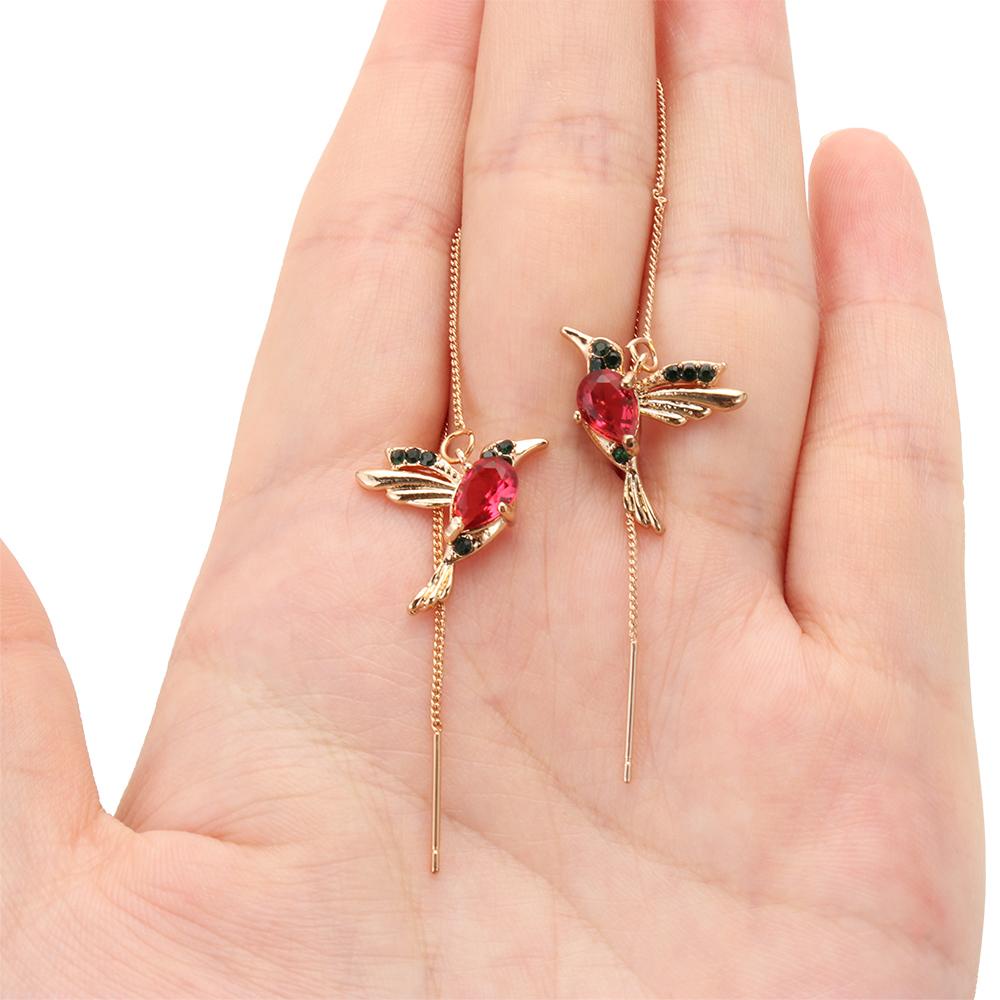 ORIENTLII Khuyên Tai Hình Chim Ruồi Đính Đá Nhân Tạo Thời Trang