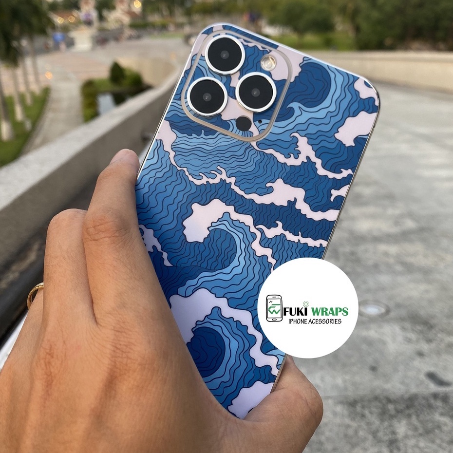 Tấm dán Skin Sóng Xanh FULL VIỀN Dành Cho13prm , 12prm , 11prm , x, xs, xr , xsm , ip11 , ip12 , ip13 - FukiShop