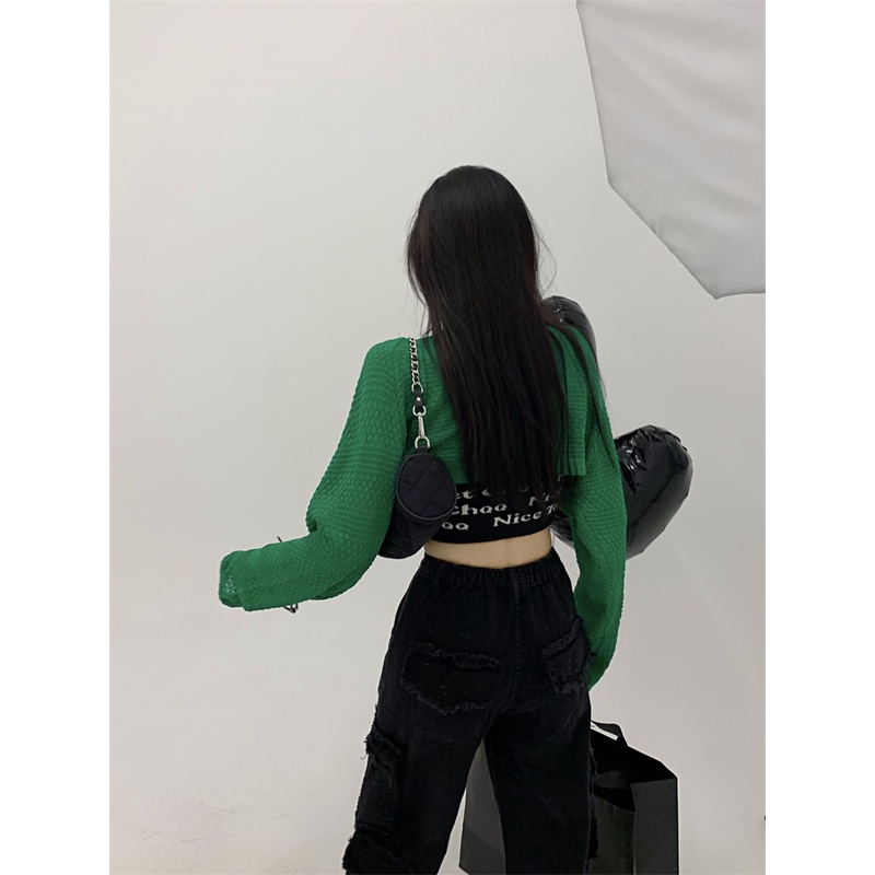 Áo Khoác cardigan Dệt Kim Mỏng Tay Dài Phong Cách Hàn Quốc Cho Nữ