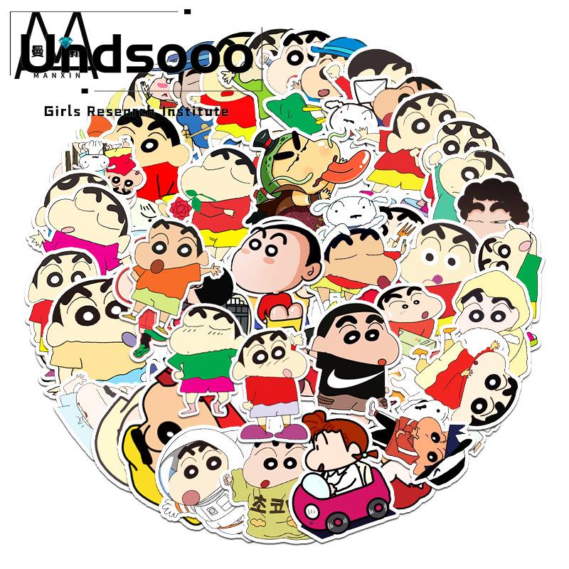 Bộ 51 sticker hoạt hình cậu bé bút chì Shin-chan dán trang trí vali/xe hơi/xe máy chống thấm nước