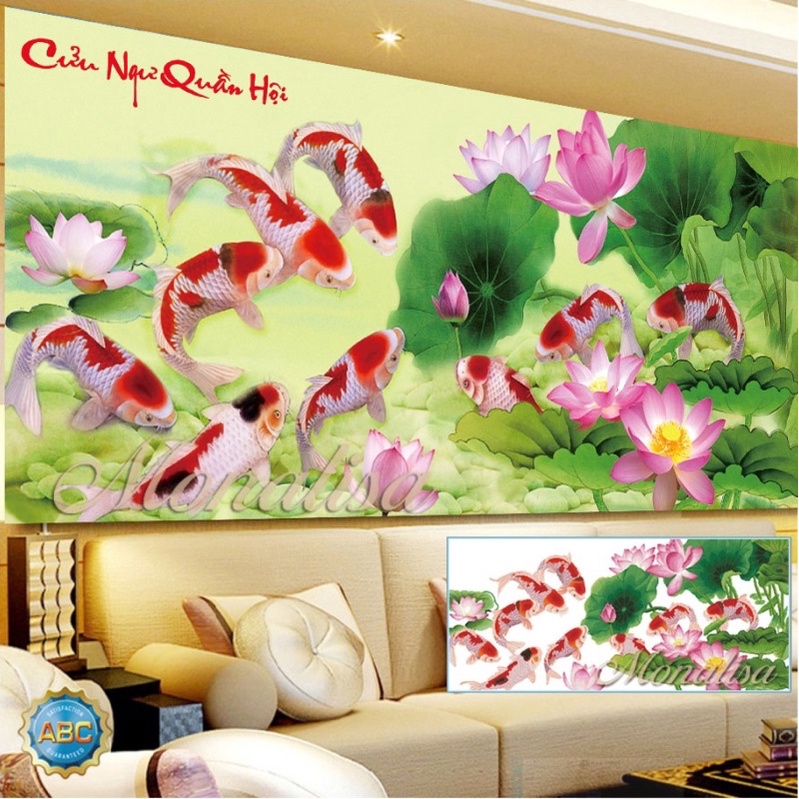 Tranh Đính Đá/Tranh Thêu Cửu Ngư Quần Hội Lv276,Lv275,Lv3203