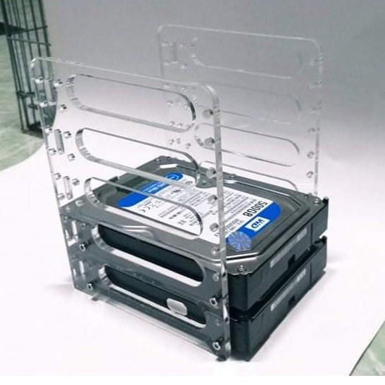 Bộ giá đựng ổ cứng HDD 5 ngăn, 10 ngăn bằng Mica trong suốt dày 3mm, ốc lục giác inox chống rỉ 3x8mm để bắt ổ cứng