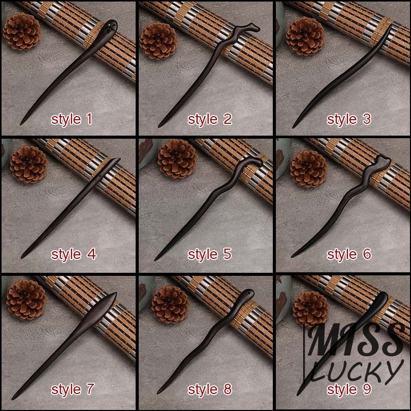 Trâm cài tóc gỗ đàn hương màu đen phong cách Trung Hoa cổ điển dành cho nữ