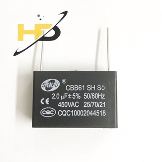 Tụ điện, tụ quạt khởi động 2uf 450vac cbb61 màu đen