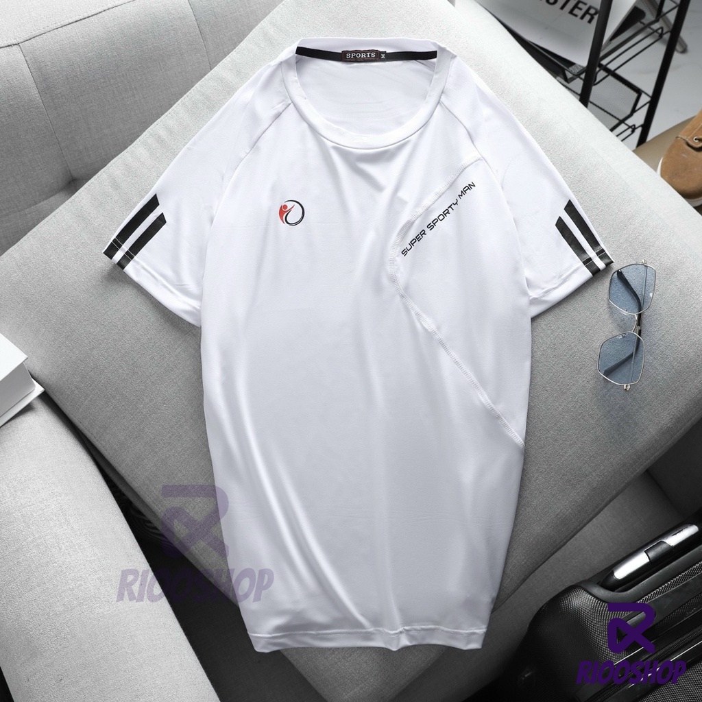 Áo phông thể thao nam đẹp, áo thun lạnh tập gym, đá bóng, đi bộ, thể dục RIOOSHOP RTS005 màu trắng, đen