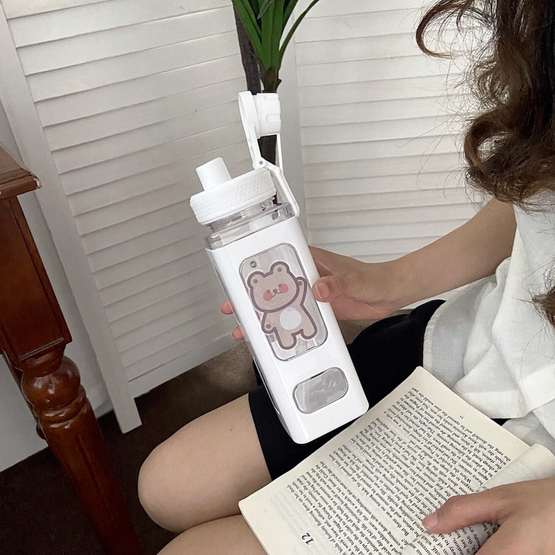 900ml / 700ML Sáng tạo Cốc vuông hai lớp dung tích lớn Cốc đựng nước ngoài trời Cốc nhựa chịu nhiệt độ cao