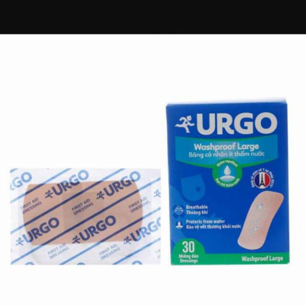 hộp 30 miếng lớn băng cá nhân urgo-Hộp 30 miếng Băng cá nhân Urgo bản lớn,to, độ dính cao, chống thấm nước date mới