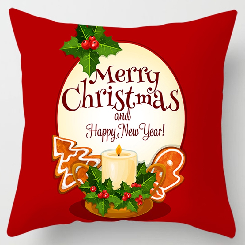 Vỏ gối vuông họa tiết phong cách Giáng Sinh kích thước 45x45cm đáng yêu