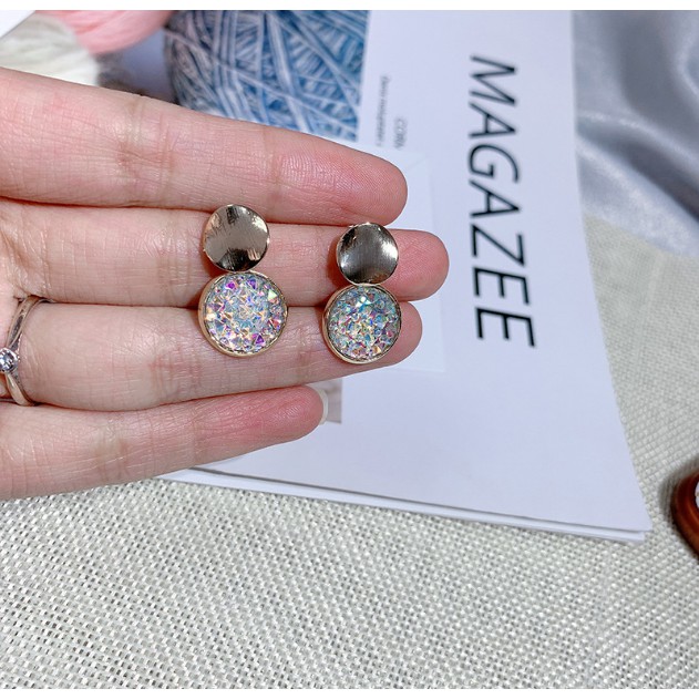 Bông tai Bạc 925 Phong Cách Hàn Quốc - HOA TAI ĐÍNH ĐÁ PHA LÊ LẤP LÁNH ( Cao Cấp )- ẢNH CHỤP THẬT