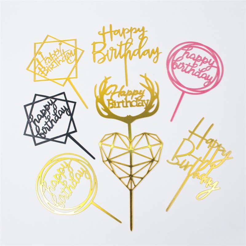 10 Topper cắm bánh kem hình chữ HAPPY