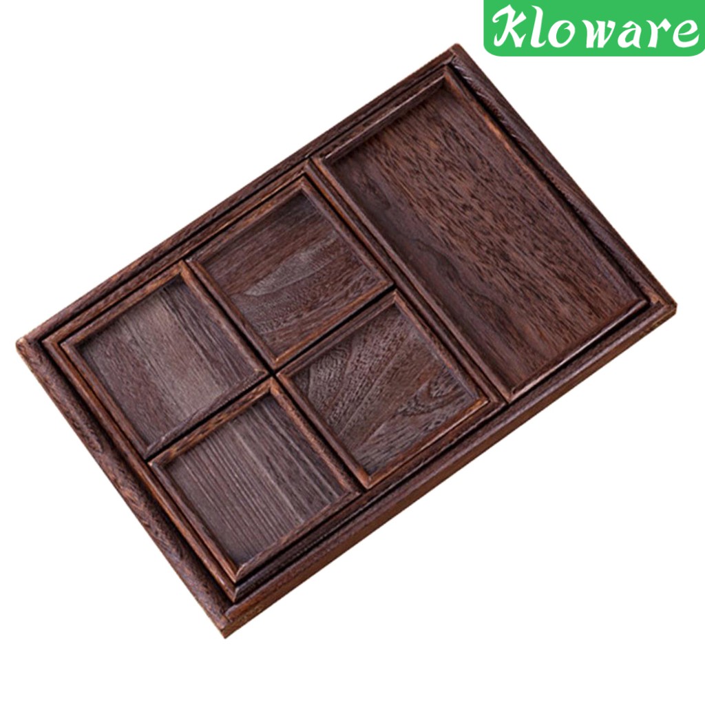 Set 7 Khay Gỗ Đựng Trà / Món Tráng Miệng Phong Cách Nhật Bản