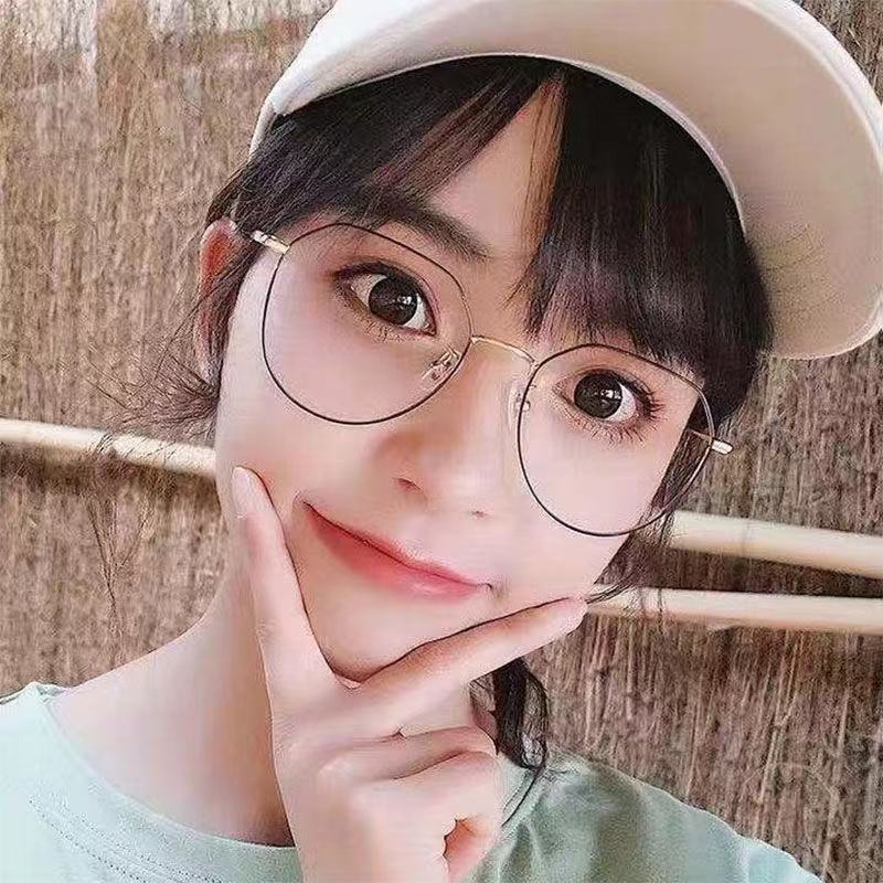Mắt kính gọng oval bằng kim loại phong cách retro Hàn Quốc thời trang/kính cận có độ  -1.0~-6.0