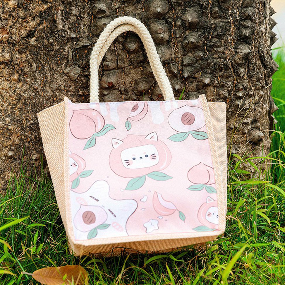 Túi xách canvas in họa tiết trái cây dễ thương thời trang cho nữ