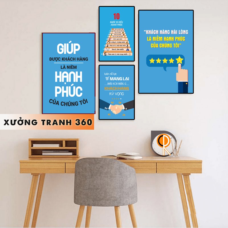 Tranh slogan tạo động lực canvas trang trí văn phòng nhiều mẫu hot nhất treo bằng đinh ba chân chuyên dụng tặng kèm