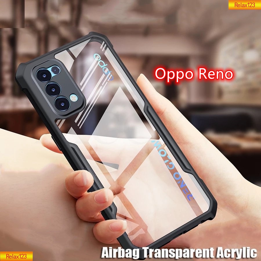 Ốp điện thoại Acrylic trong suốt bảo vệ chống sốc cao cấp cho Oppo Reno 5 4 Reno5 Ren