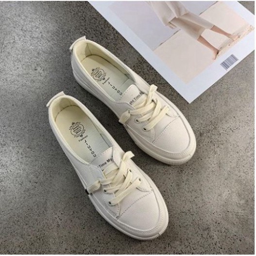 Giầy thể thao nữ cổ thấp,giày slip on nữ dây rút kiểu dáng hàn quốc trẻ trung da mềm cực êm chân | BigBuy360 - bigbuy360.vn