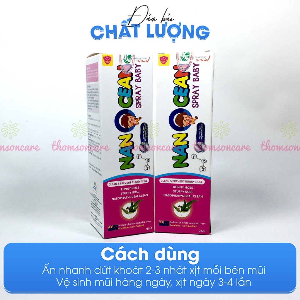 Xịt muối biển cho bé từ 3 tháng tuổi Sani Spray có thêm tinh dầu khuynh diệp và Nano bạc chai 70ml