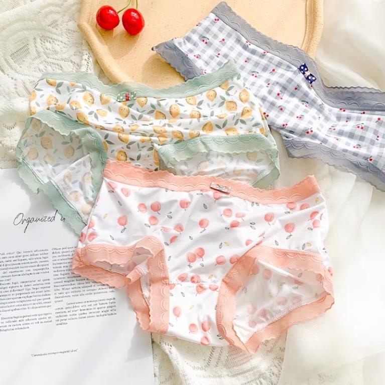Túi Ví 3 Quần Lót Nữ Softie ❤️ Quần Lót Ren Su Hoa Qủa Siêu Mát 501