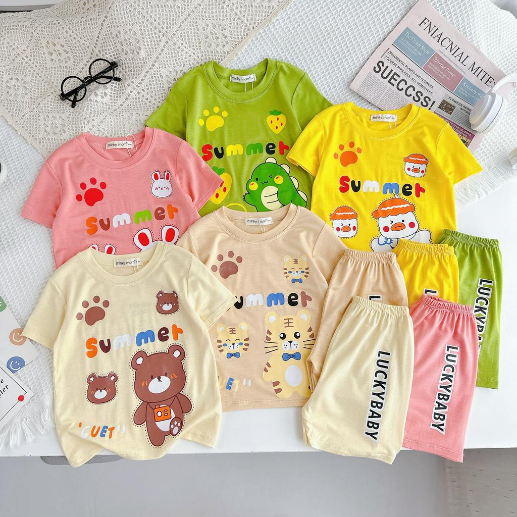 [Bé 0-8 tuổi] Bộ Cộc Tay Minky Mom Vải Thun Lạnh Cho Bé 8-27 kg Mặc Vào hè - TN-IN172