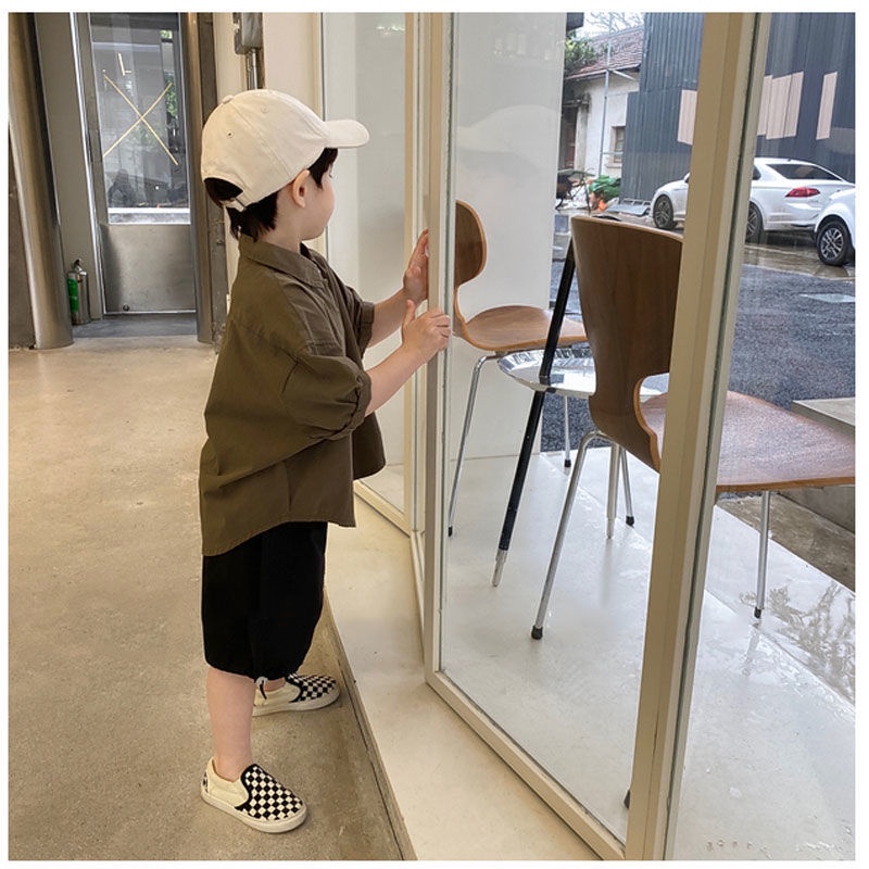 Summer Fashion Simple Color Short Sleeve Shirt For Boys