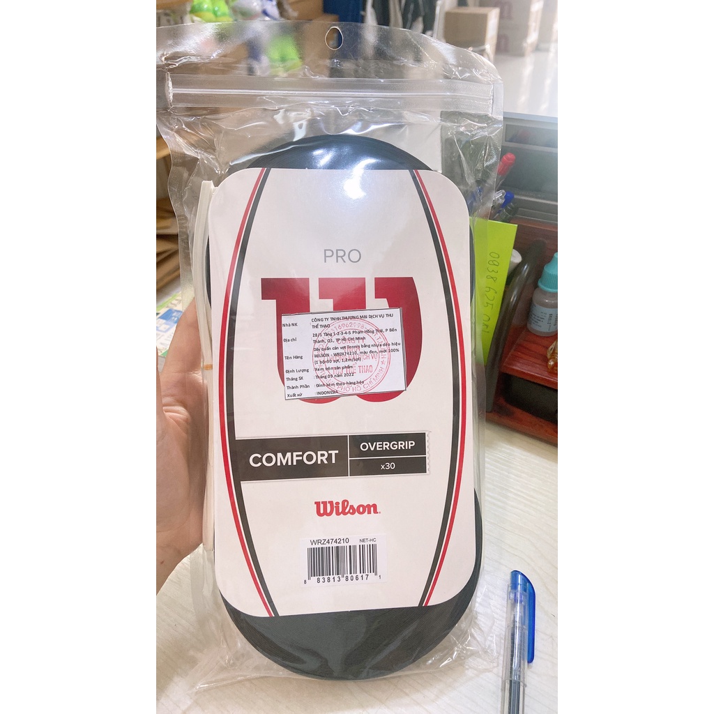 Quấn Cán Vợt Tennis Wilson Pro OverGrip #WRZ4017WH 1 Túi 30 Cái