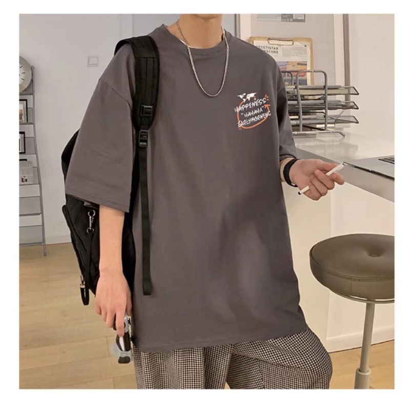 Áo Thun Tay Ngắn Dáng Rộng Mềm Mại Thoải Mái In Chữ Phía Sau Thời Trang Cho Nam