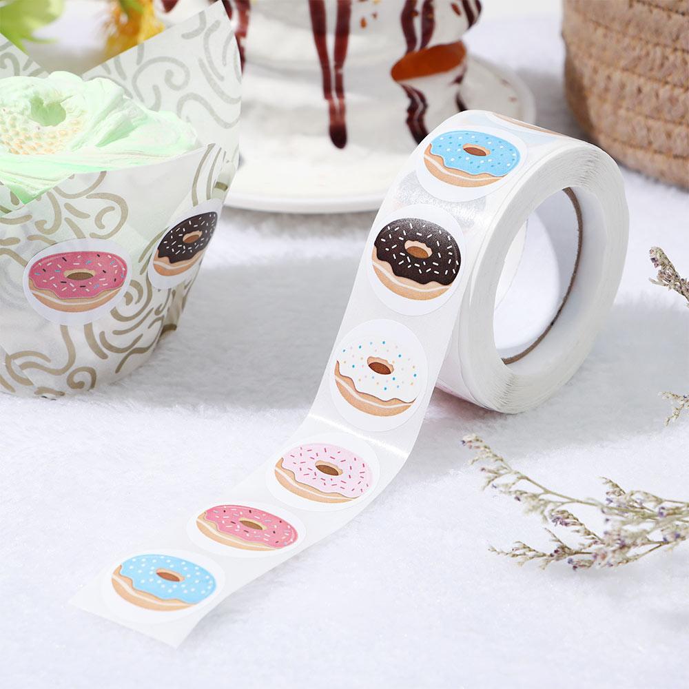 1 Cuộn 500 Sticker Dán Hình Bánh Donut