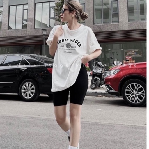 Áo Phông 3158 in chữ EDDIE BAUER Nam Nữ, Áo Thun Tay Lỡ Oversize From Rộng Basic Chất Cotton 100%