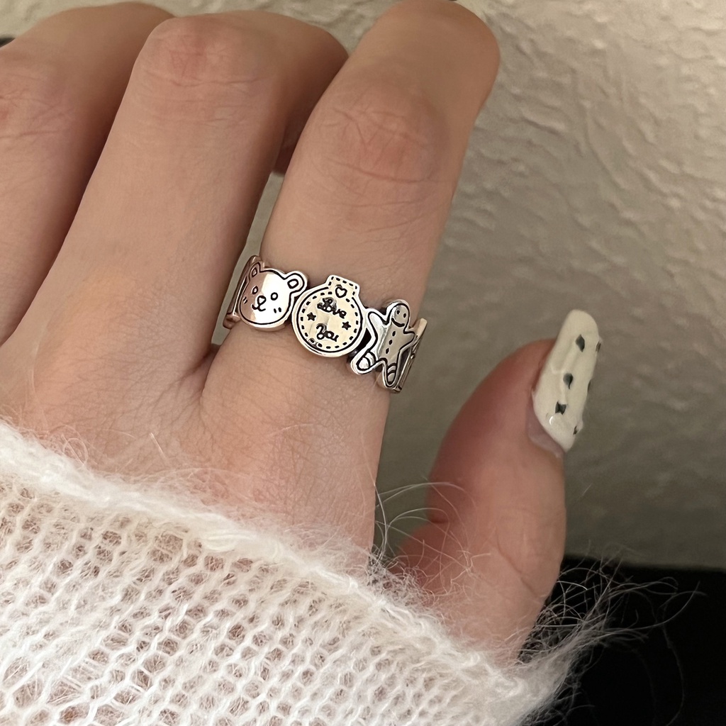 Nhẫn Hở Họa Tiết Gấu Hoạt Hình Dễ Thương Cho Bạn Gái