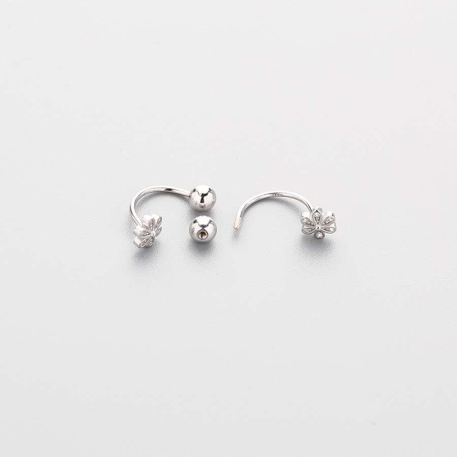 Khuyên tai bạc nữ Aura, bông tai hoa đính đá bi xoáy-AURASILVER-KT31