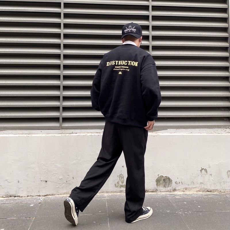 Nón kết, mũ lưỡi trai local brand Destruction thêu logo màu trắng đen