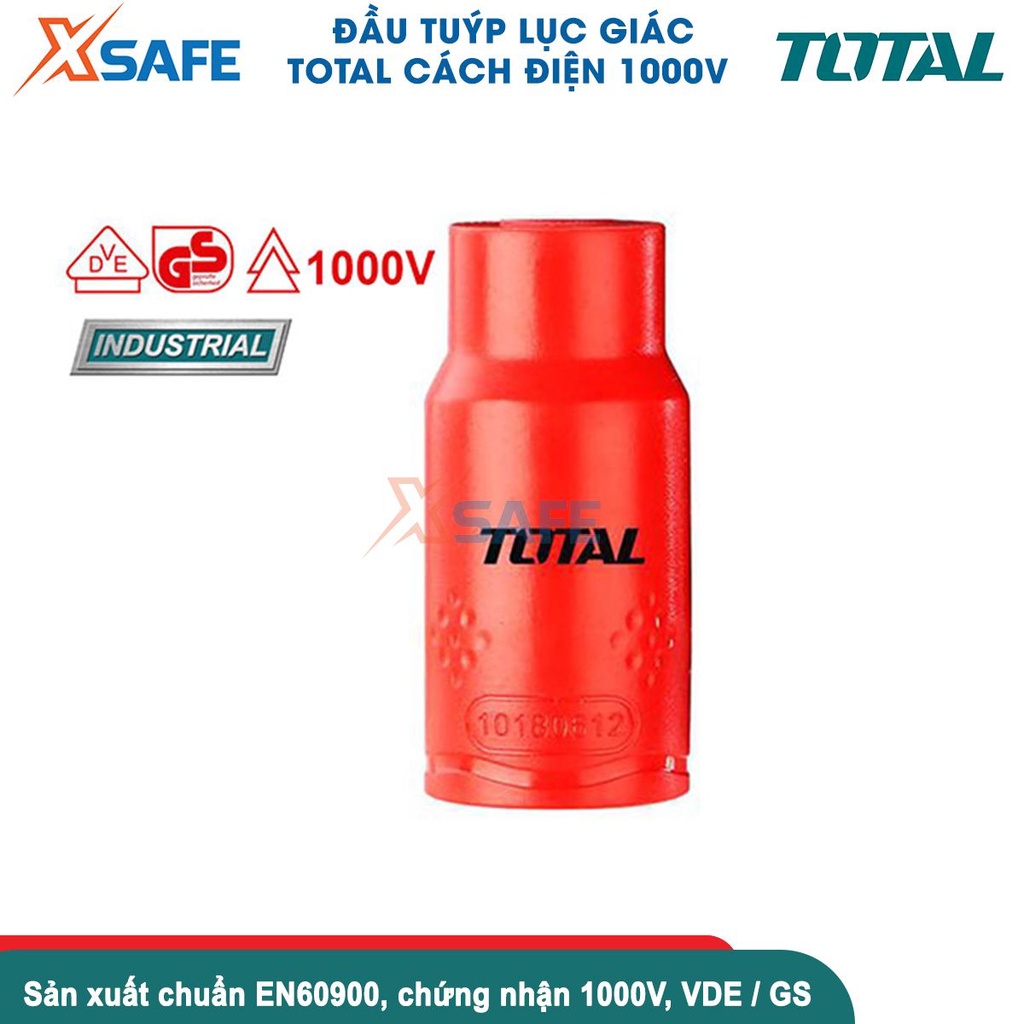 Đầu tuýp lục giác cách điện 1000V 1/2 inch đủ kích cỡ TOTAL đầu khẩu thép Cr-V siêu cứng chống rỉ sét mở bulong ốc-XSAFE