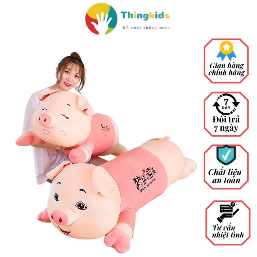 Gấu Bông Heo Nằm Áo Hồng Cực trend Thú Nhồi Bông Búp Bê Siêu Dễ Thương Size 90cm, 100cm, 130cm, 150cm - THINGKIDS