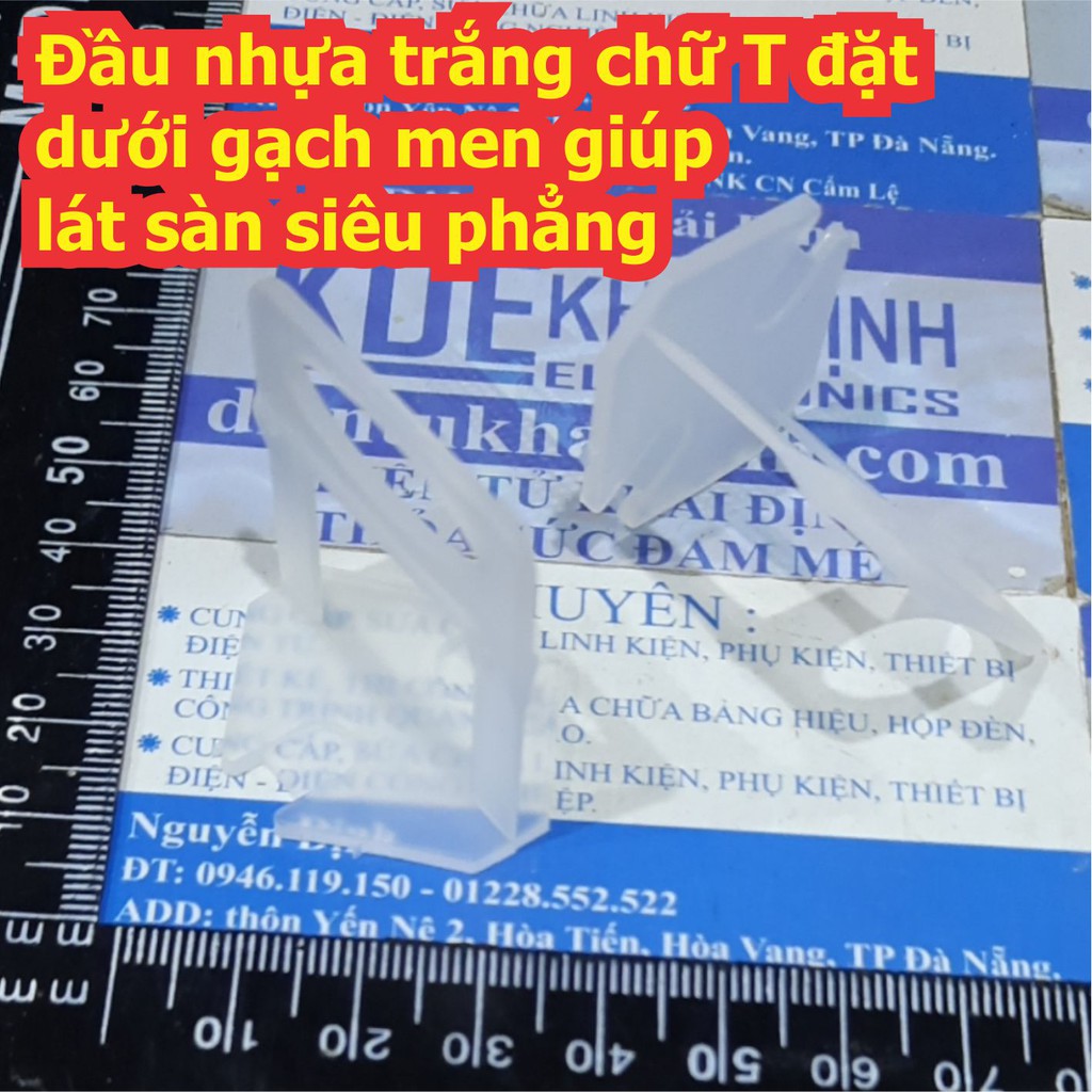 50 cái Đầu nhựa trắng chữ T đặt dưới gạch men giúp lát sàn siêu phẳng kde7602