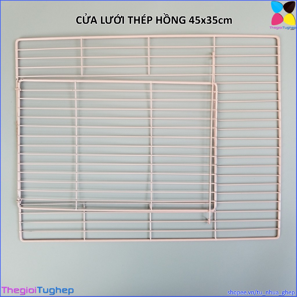 Cánh cửa lưới sắt, thép lắp ghép 35x35cm màu đen cho chuồng thú cưng, chó, thỏ, mèo