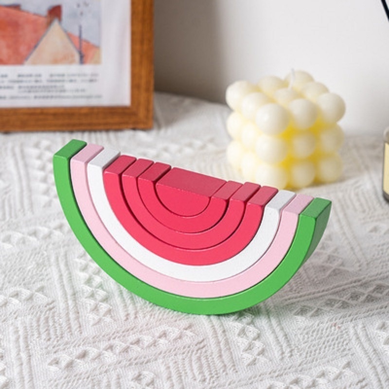 Đồ Chơi Khối Gỗ Xếp Hình Cầu Vồng Giáo Dục Sớm Cho Bé GYLMY75