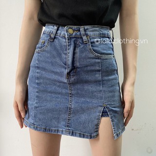 Chân váy jean ngắn xẻ loại dày đẹp