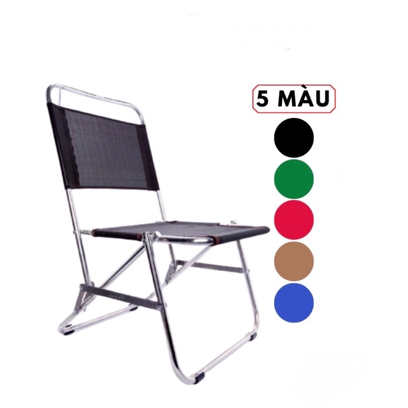 Ghế xếp inox cafe vải dù 2 lớp gấp gọn 5 màu thường dùng cho quán trà chanh cafe vỉa hè câu cá