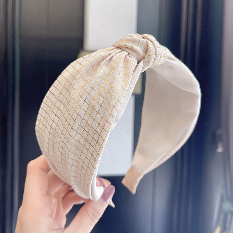 Băng Đô Hai Lớp Thắt Nút Họa Tiết Kẻ Sọc Màu Đồng Cao Cấp Thời Trang Xuân Hè Cho Nữ