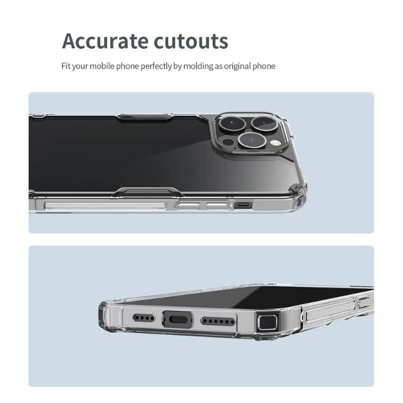 Ốp lưng trong suốt Nillkin Nature TPU Pro cho iPhone 15 Pro Max , 14 Plus , 13 Pro , Viền dẻo chống sốc , chống ố vàng