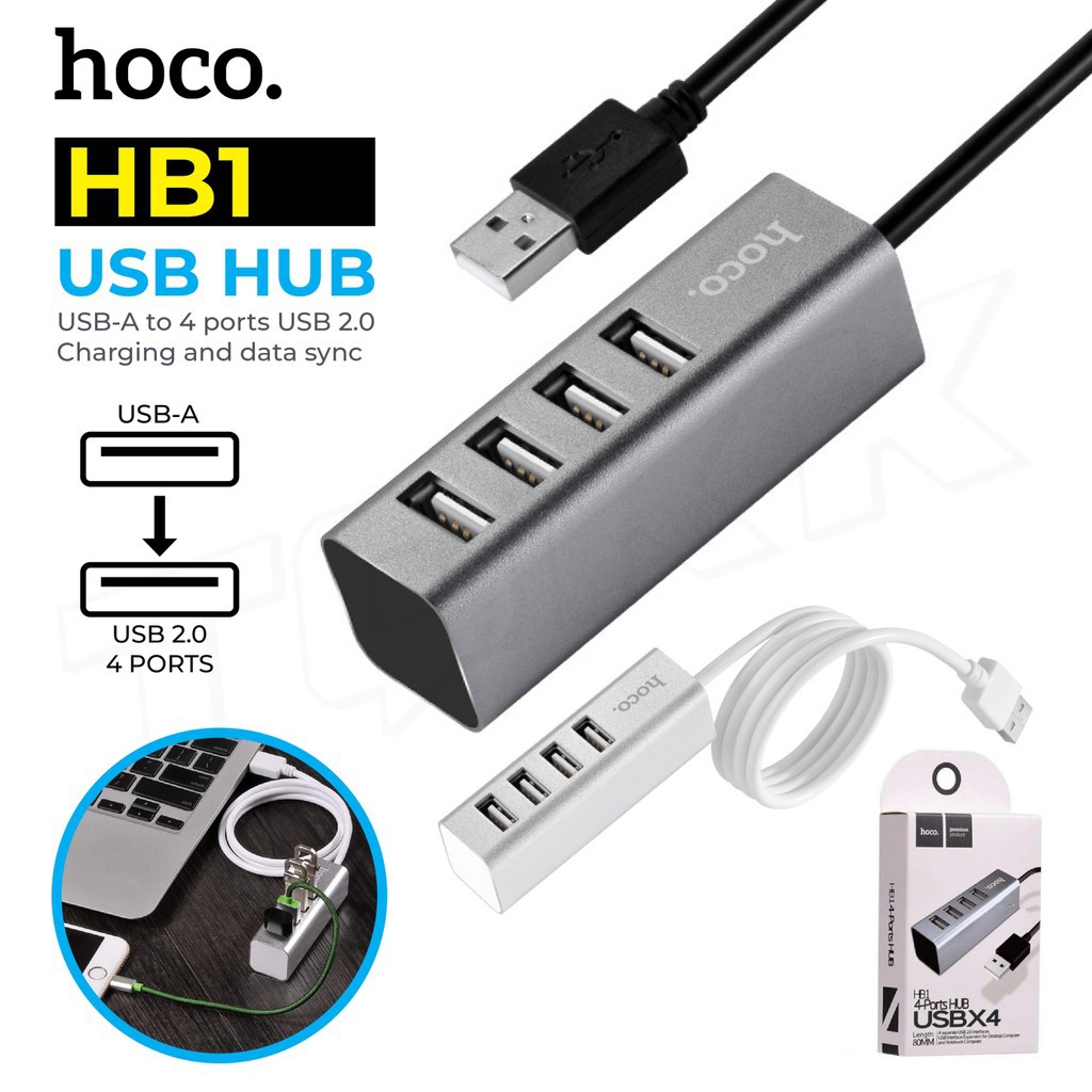 ⚡ Bộ Chuyển Đổi Hub Chia 4 Cổng USB Hoco HB1 - Bộ Hub 4 cổng USB Hoco HB1 C.hính Hãng ⚡