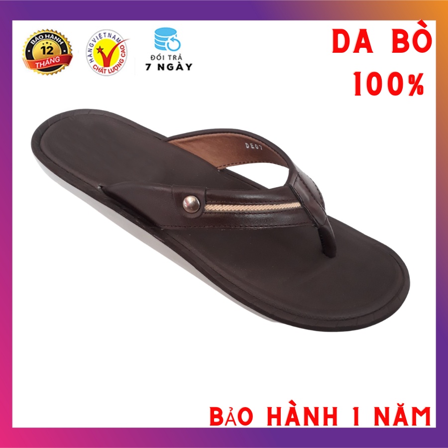 Dép Kẹp Nam Da Bò, Dép Nam Xỏ Ngón Da Bò Thật Cao Cấp HKT Shop DN287