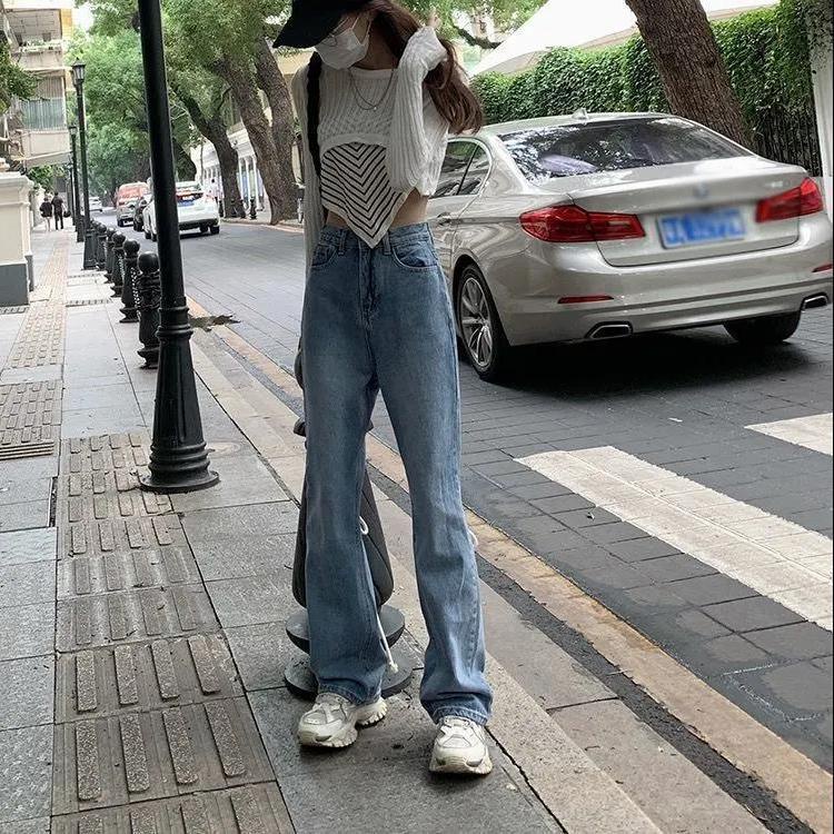 Jiashucheng Quần Jean Ống Rộng Lưng Cao Thời Trang Xuân Thu Kiểu Mới Cho Nữ