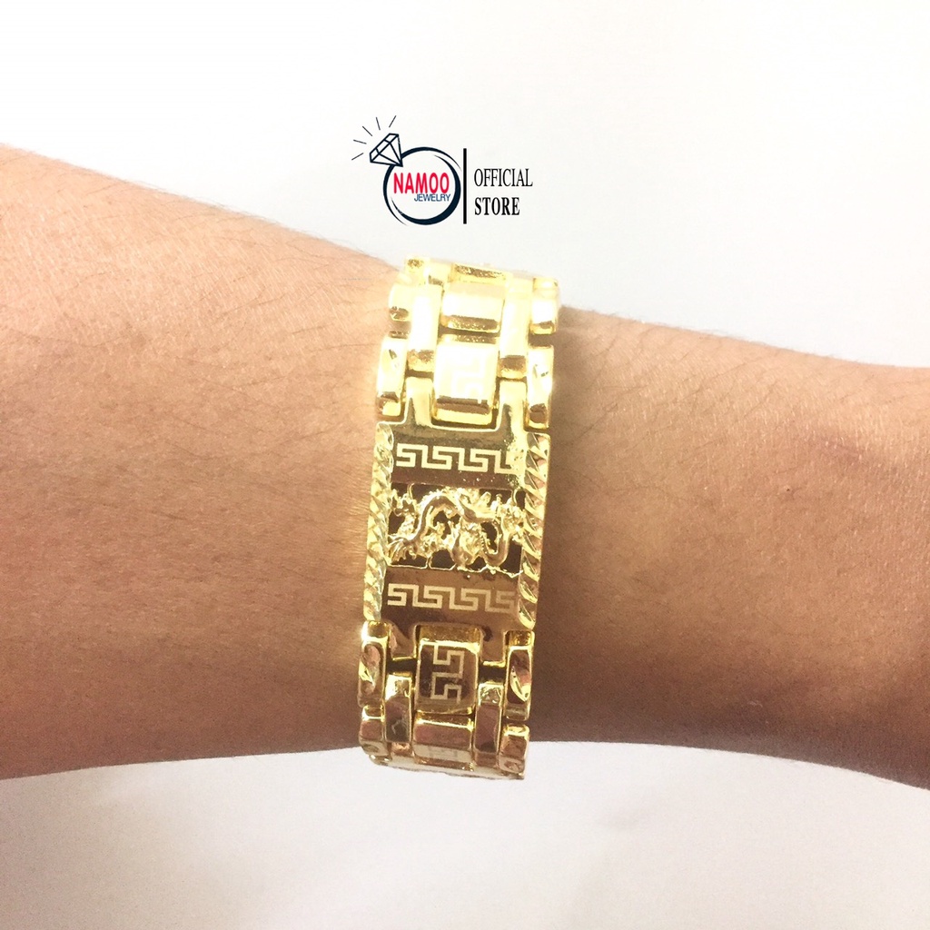 Lắc Tay Nam, Vòng Tay Nam Mạ Vàng L682 Hình Rồng Namoo Jewelry