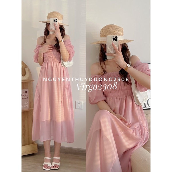 [NEW]VÁY TƠ TAY DÚM NHÚN NGỰC MẶC 2 KIỂU”Lamy dress”